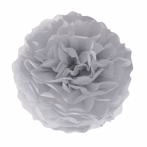 Хартиен помпон от тишу, сребристосив, 15 см
