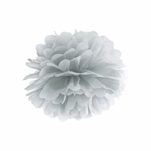 Хартиен помпон за украса, сребро, 35 см