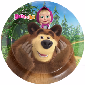 Картонени чинии Маша и мечока, 23 см, 8 броя