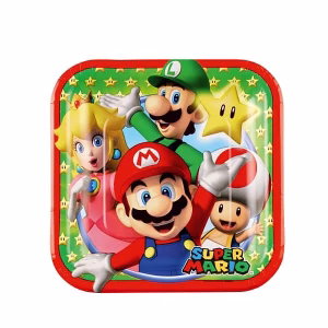 Картонени чинии Super Mario, 18х18 cm, 8 броя