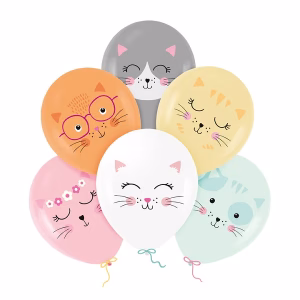 Комплект балони Cats, Котки, 6 броя, 30 см