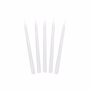 Конусовидни свещи, мат, бели, 24 см, 10 броя