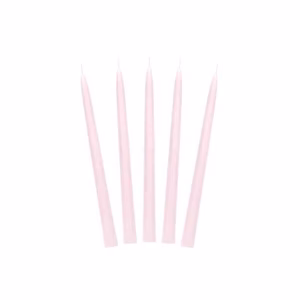 Конусовидни свещи, мат, розови, 24 см, 10 броя