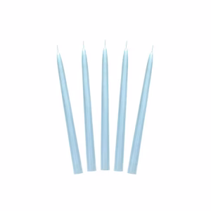 Конусовидни свещи, мат, светлосини, 24 см, 10 броя