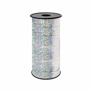 Лента за балони холограма, сребриста, 92 м.