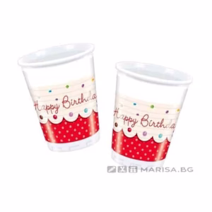 Парти чаши Happy Birthday изкушение, 8 бр.