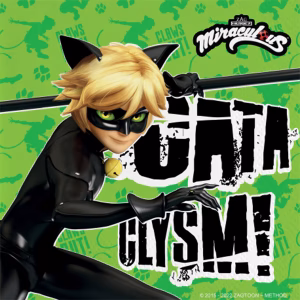 Парти салфетки Котарака Cat Noir, 33х33 см, 20 броя