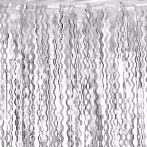 Парти завеса Deco спирали, ресни, сребърна, металик, 100х200см