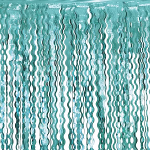 Парти завеса Deco спирали, ресни, тюркоаз, металик, 100х200см