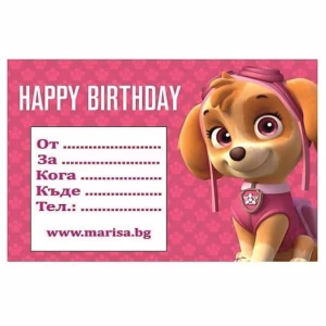 Покани за рожден ден Paw patrol - 10 броя, розови
