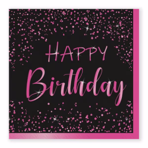 Салфетки Happy Birthday ELEGANT PINK, черно и розово, 33x33 см, 20 броя
