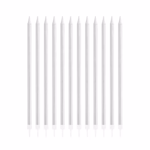 Сребърни свещи за рожден ден с поставки, 12 броя, блистер