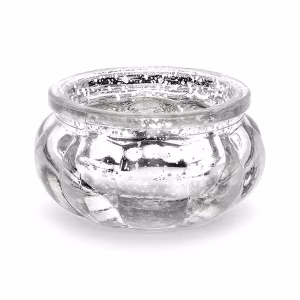 Стъклен свещник в среберисто, 4 броя