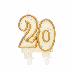 Свещ цифра 20, B&C номер 20, златист контур