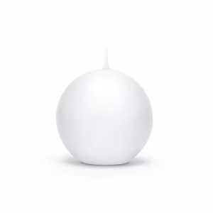 Свещ топка, мат, бяла, 6 см