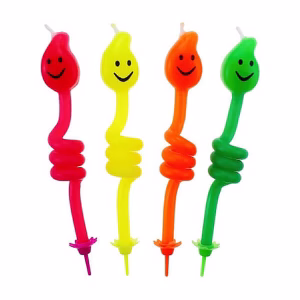 Свещи за торта Happy Smiles, усмивки пламък, спирали, 4/4