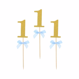 Топери за кексчета 1-ви рожден ден, сини, 10 бр