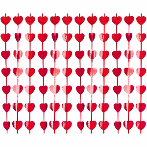 Завеса сърца,  B&C Hearts, червен металик, 100x200 см