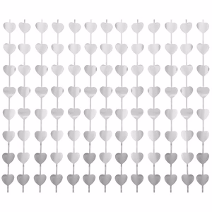 Завеса сърца, B&C Hearts, мат, сребро, 100x200 см