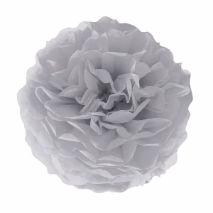 Хартиен помпон за украса, сребро, 35 см
