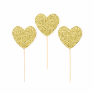 Топери Сърца, LOVE, златни, 6 броя