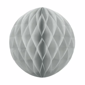 Декорация хартиена Топка, пчелна пита, сиво сребристо, 20см