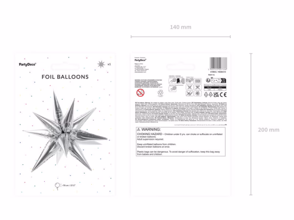 Фолиев балон Звезда 3D, 70см, сребърен – Изображение 10