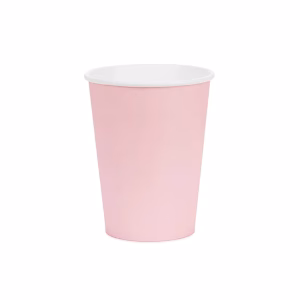 Картонени чаши, едноцветни, светлорозови, 250 мл, 6 бр.