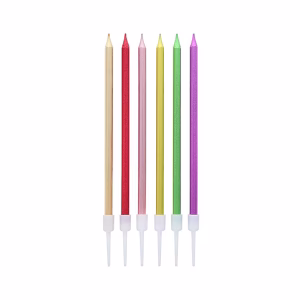 Свещи металик, микс, 13.5x0.4 см, 6 бр.