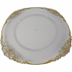 Подложна чиния Дантела, прозрачна, златен кант