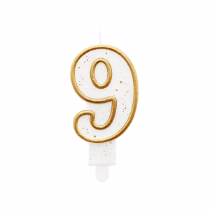 Свещи рожден ден цифра 9 години, Злато