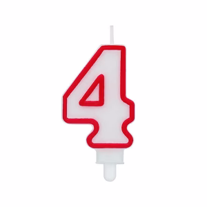 Свещ за рожден ден цифра 4, червена
