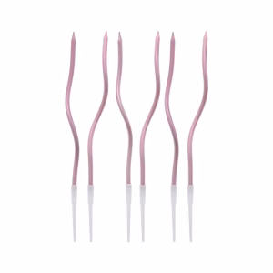 Свещи за рожден ден Вихър B&C, металик розово злато, спираловидни, 6 броя