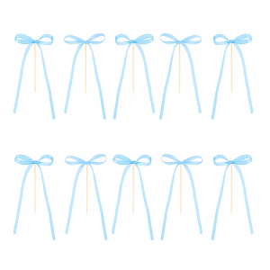 Топери за торта сини панделки, 10 броя